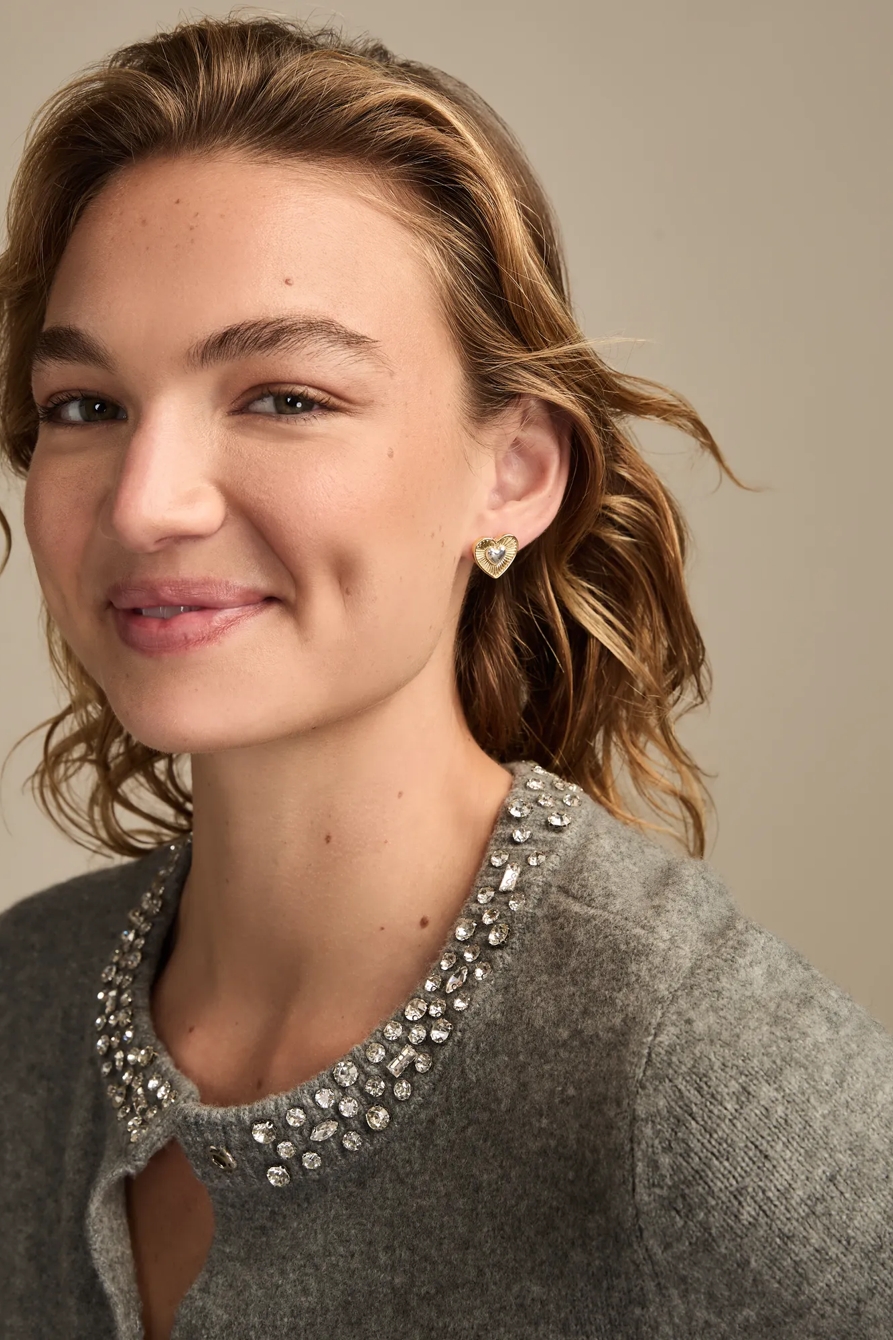 TWO TONE RADIATING HEART STUDS — TWO TONE — image 1