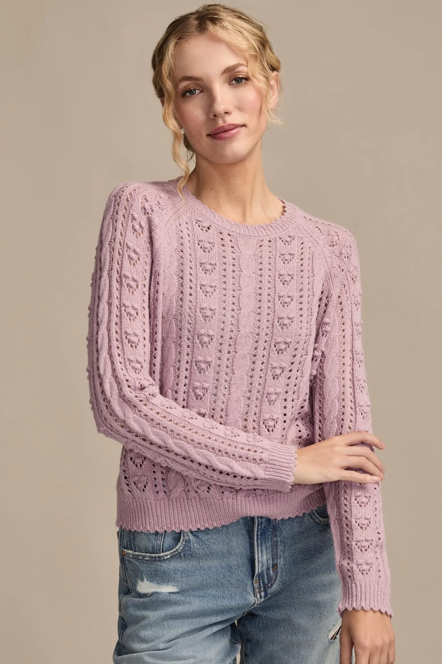 POINTELLE CREW SWEATER — DAWN PINK — image 1