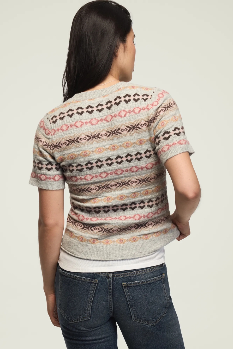 FAIR ISLE SWEATER TEE — LIGHT HEATHER GRAY — image 3