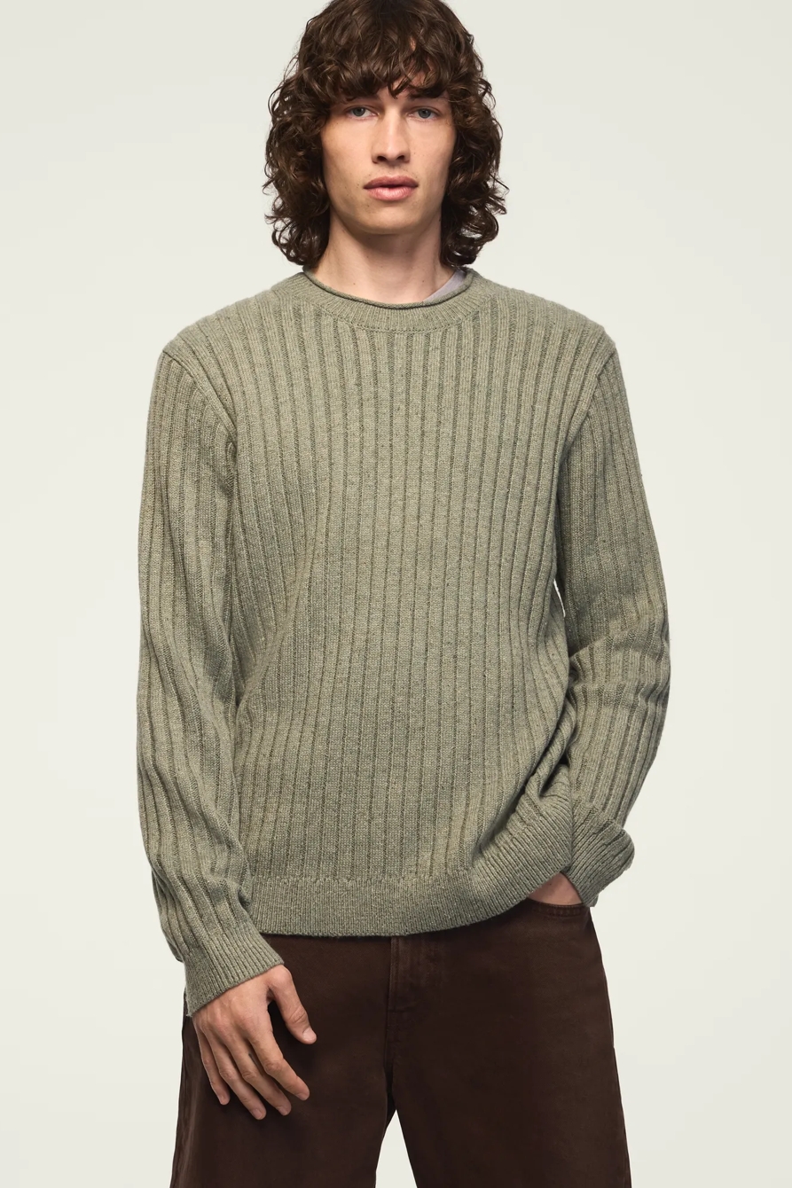 DONEGAL CREW NECK SWEATER — DUSTY OLIVE HTR* — image 1