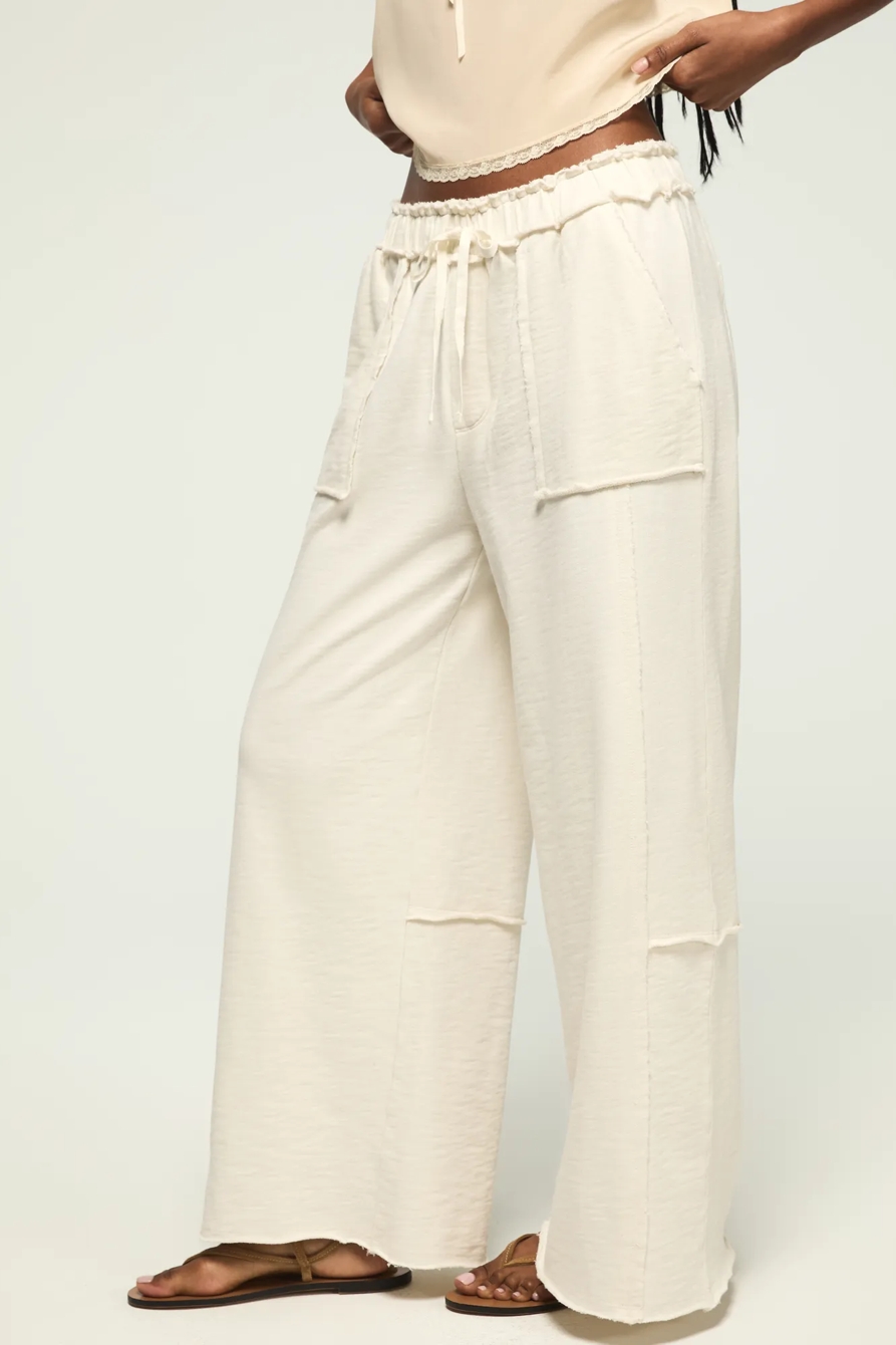 FLEECE WIDE LEG PANT — OAT MILK — image 2