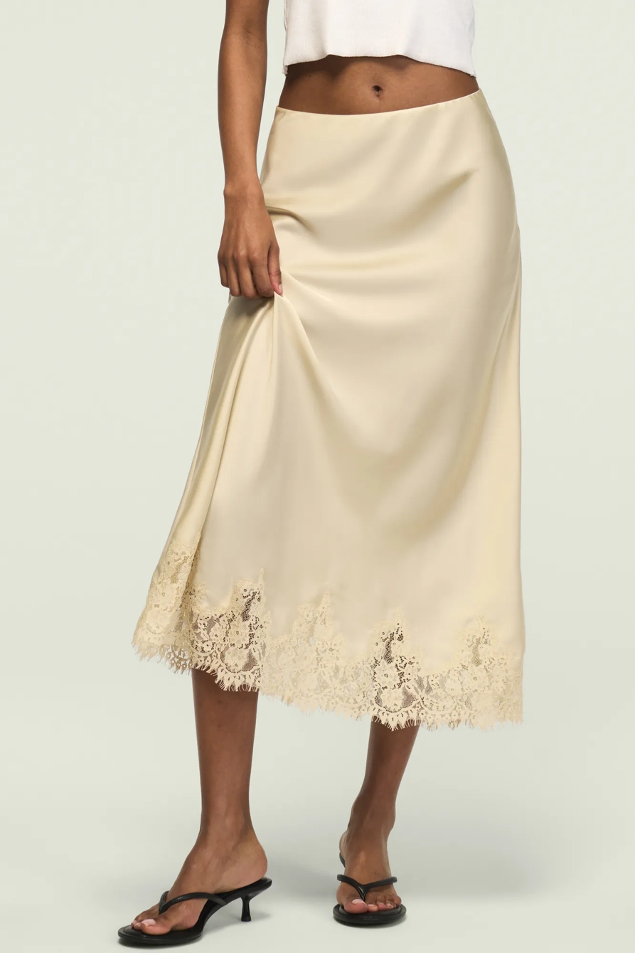 LACE SLIP SKIRT — ALMOND MILK — image 2