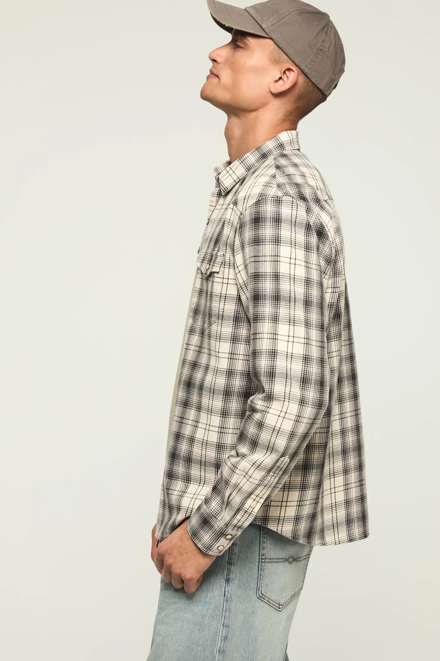 SULFUR TWILL LONG SLEEVE WESTERN SHIRT — CREAM MULTI — image 4