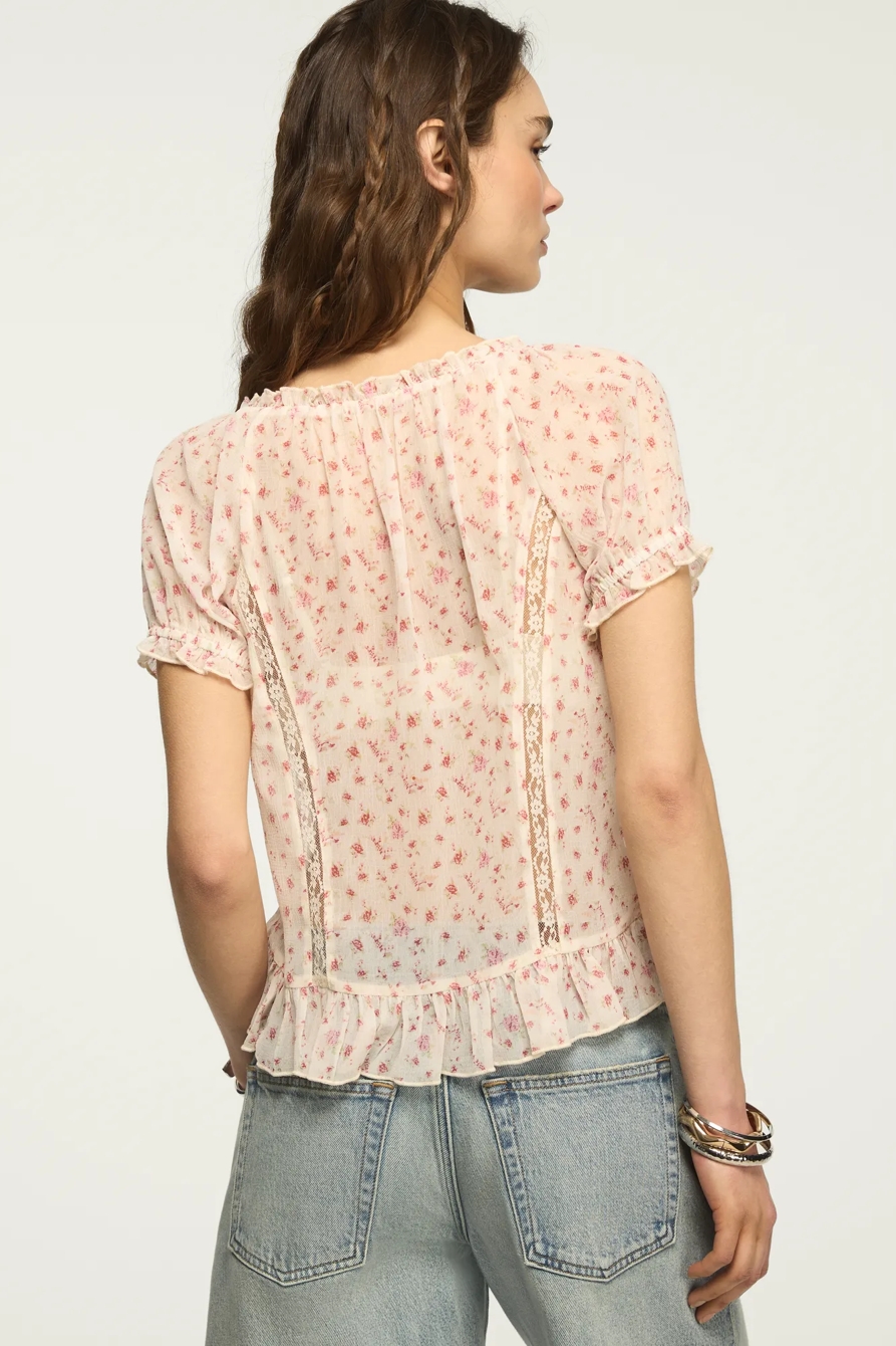 FLOWY RUFFLE SWING TOP — CREAM DITSY — image 3