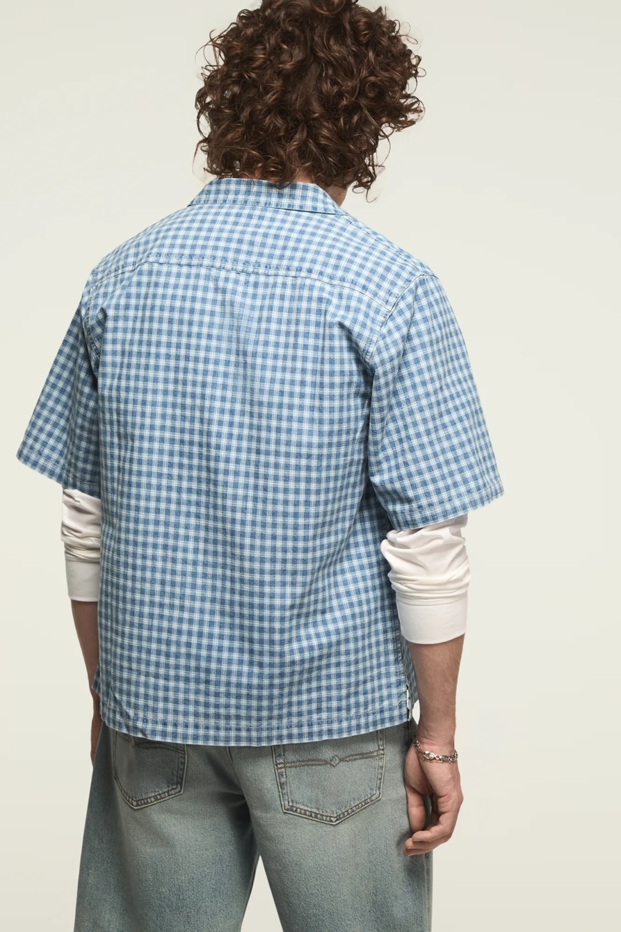 KINDA CROPPED CAMP COLLAR SHIRT — INDIGO — image 3
