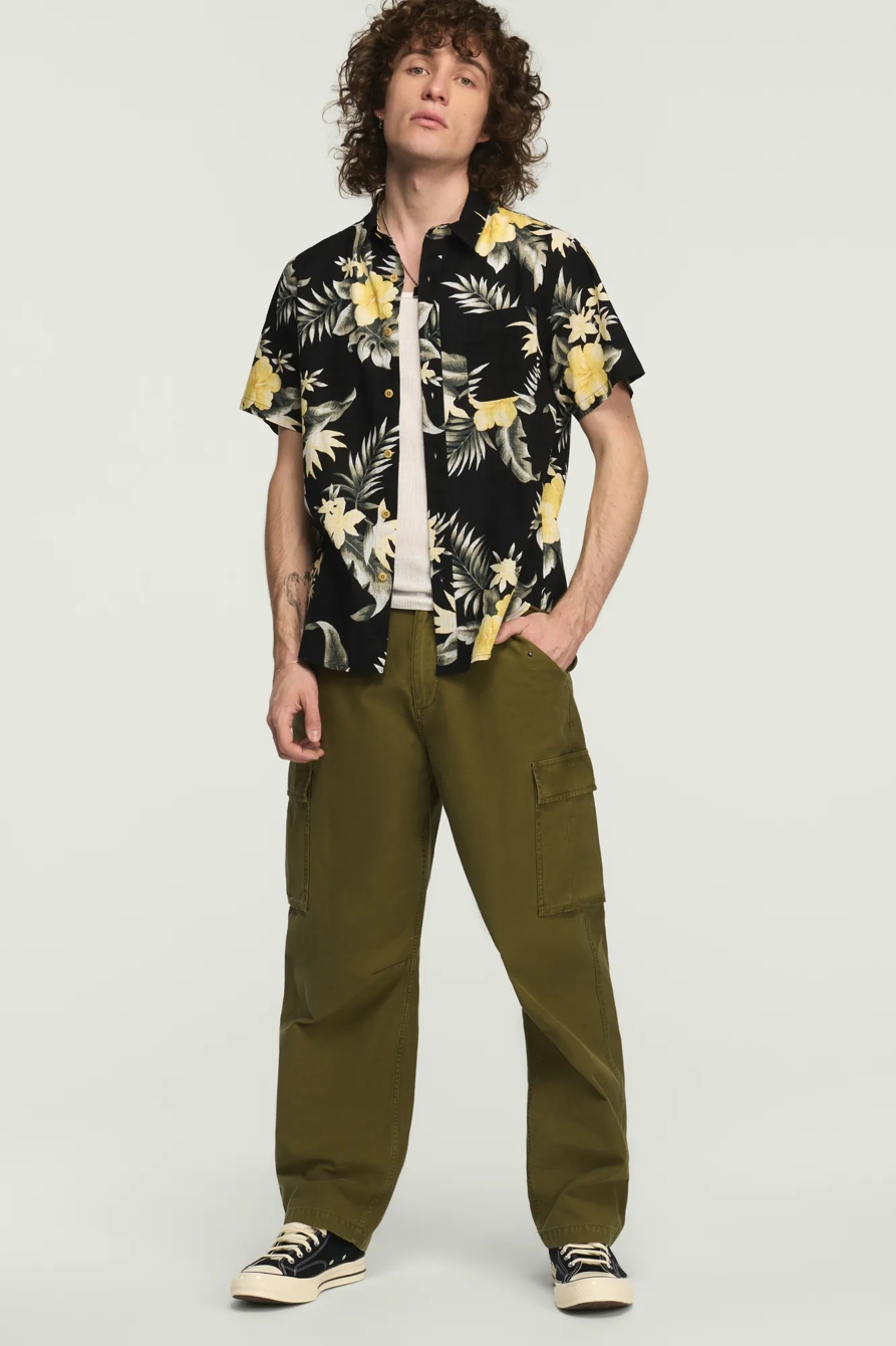 SHORT SLEEVE PRINTED SAN GABRIEL SHIRT — BLACK FLORAL — image 5