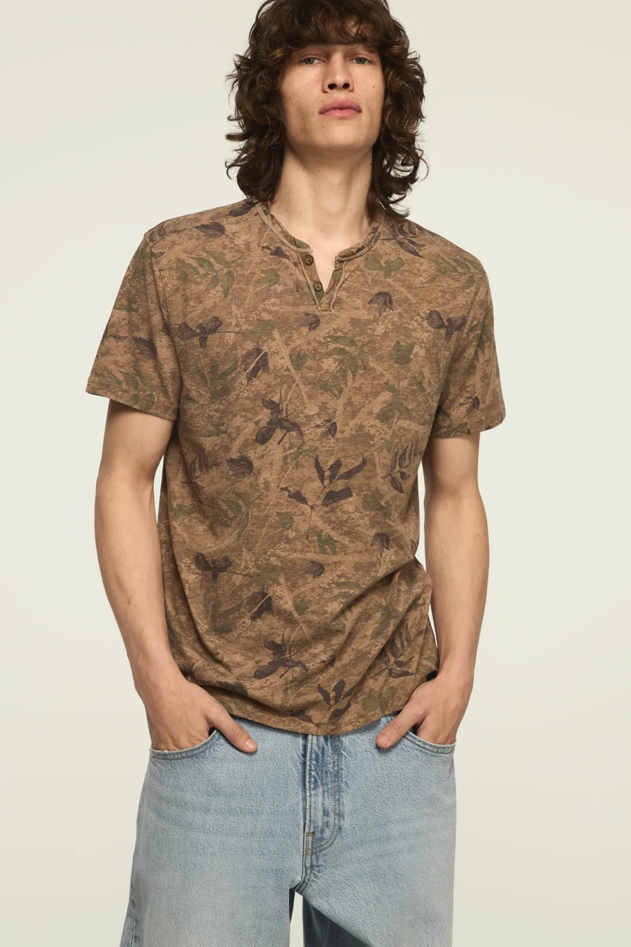 VENICE BURNOUT FIELD CAMO NOTCH NECK TEE — FIELD CAMO — image 1