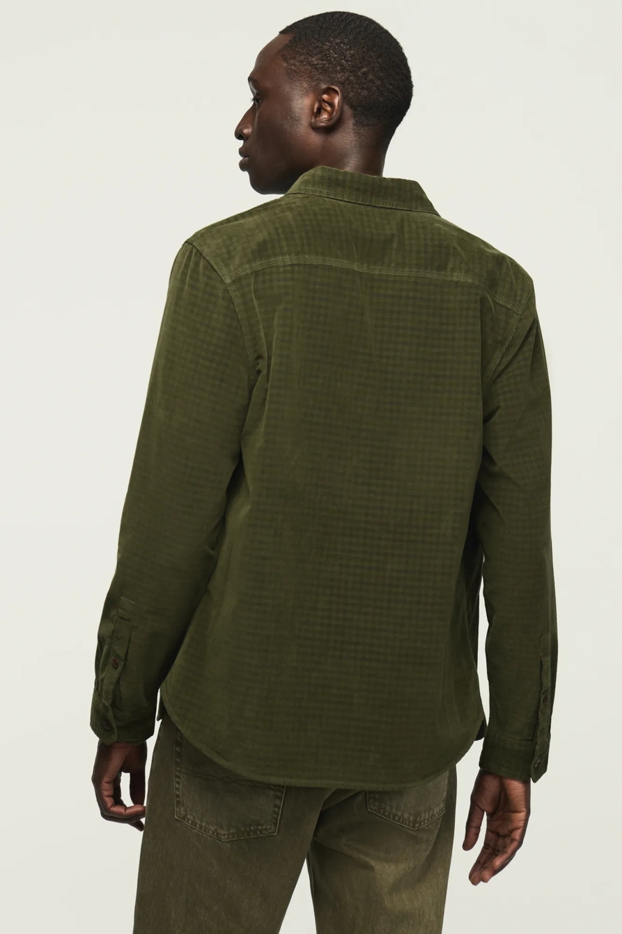 PLAID CORDUROY LONG SLEEVE WORKSHIRT — GREEN PLAID — image 3