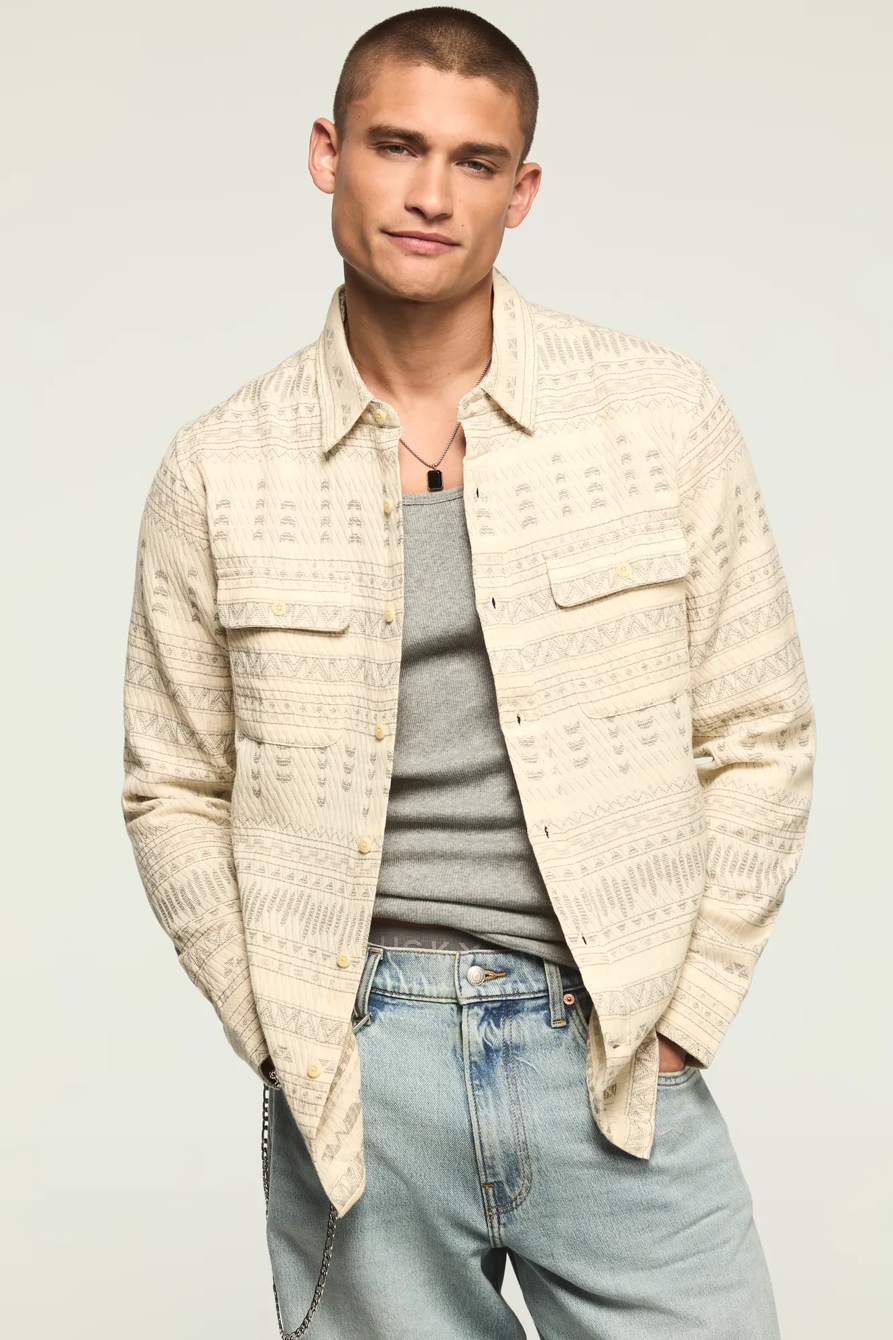 JACQUARD HUMBOLDT UTILITY SHIRT — CREAM MULTI — image 1