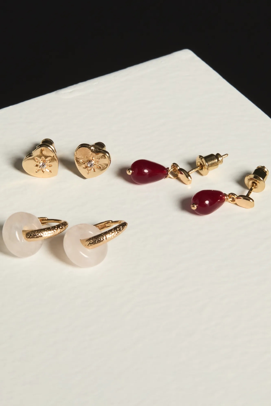 MUTLI DROP EARRING SET — GOLD — image 1