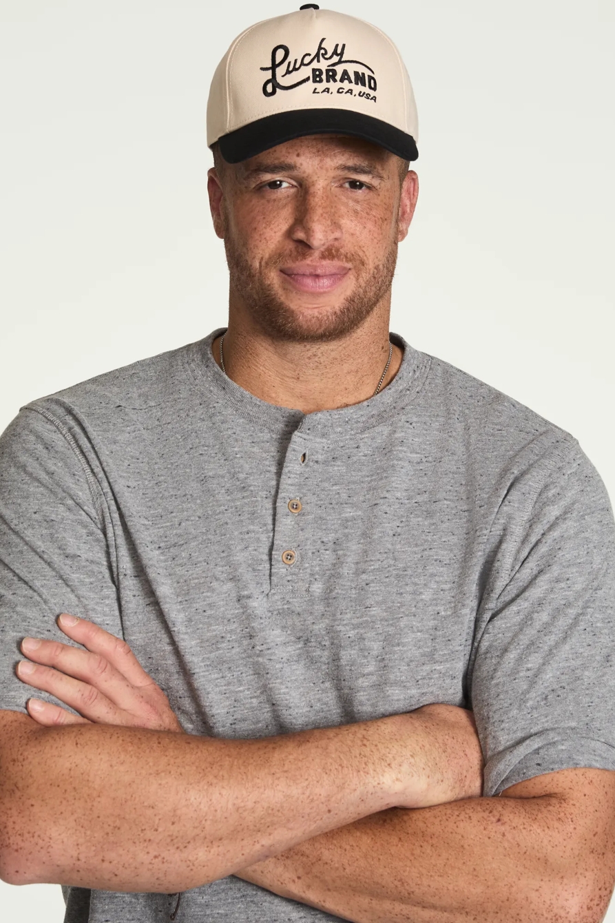 BIG AND TALL LINEN SHORT SLEEVE HENLEY TEE — BLACKENED PEARL — image 2