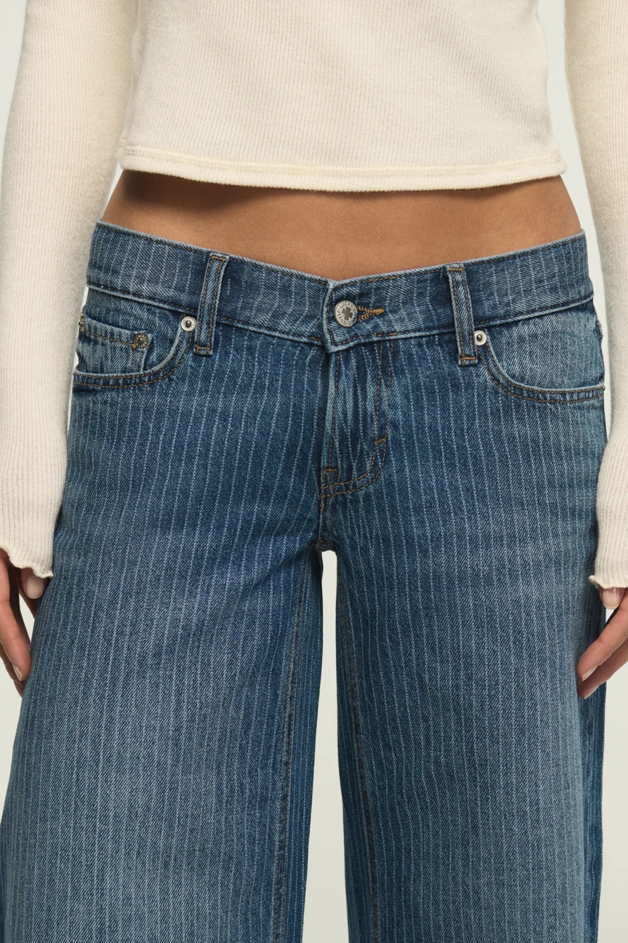 LUCKY LEGEND SUPER LOW RISE ULTRA WIDE LEG — INDIGO STRIPE WASH — image 6