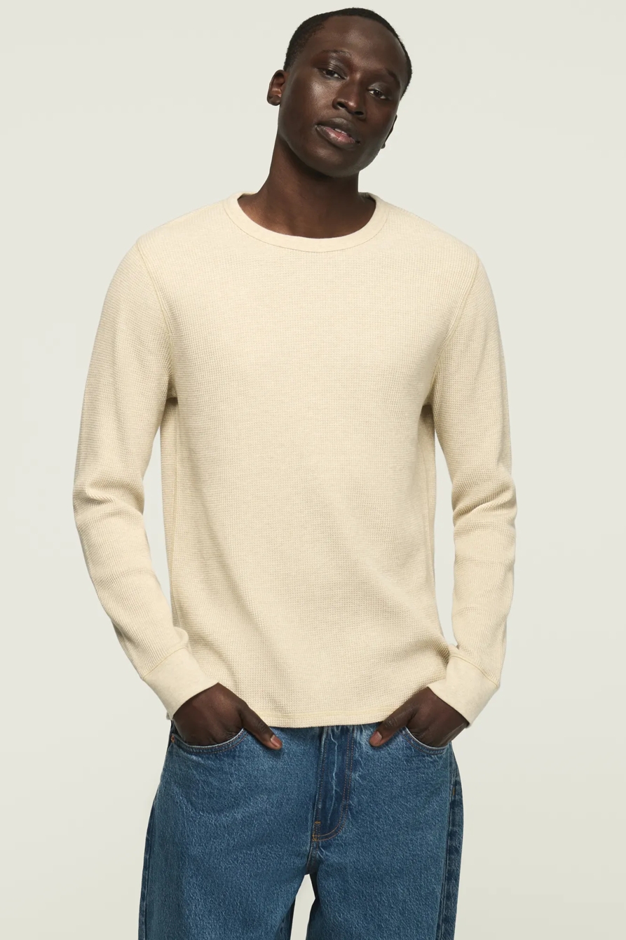 THERMAL LONG SLEEVE TEE — HEATHER OAT — image 1