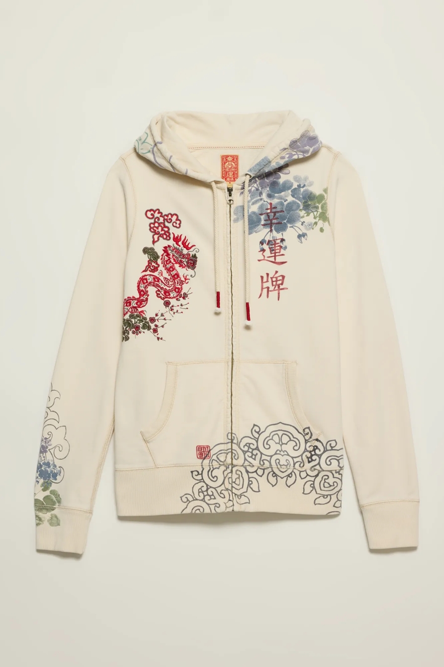 Lucky Brand Vintage Y2K Full Zip Hoodie — CREAM MULTI — image 1