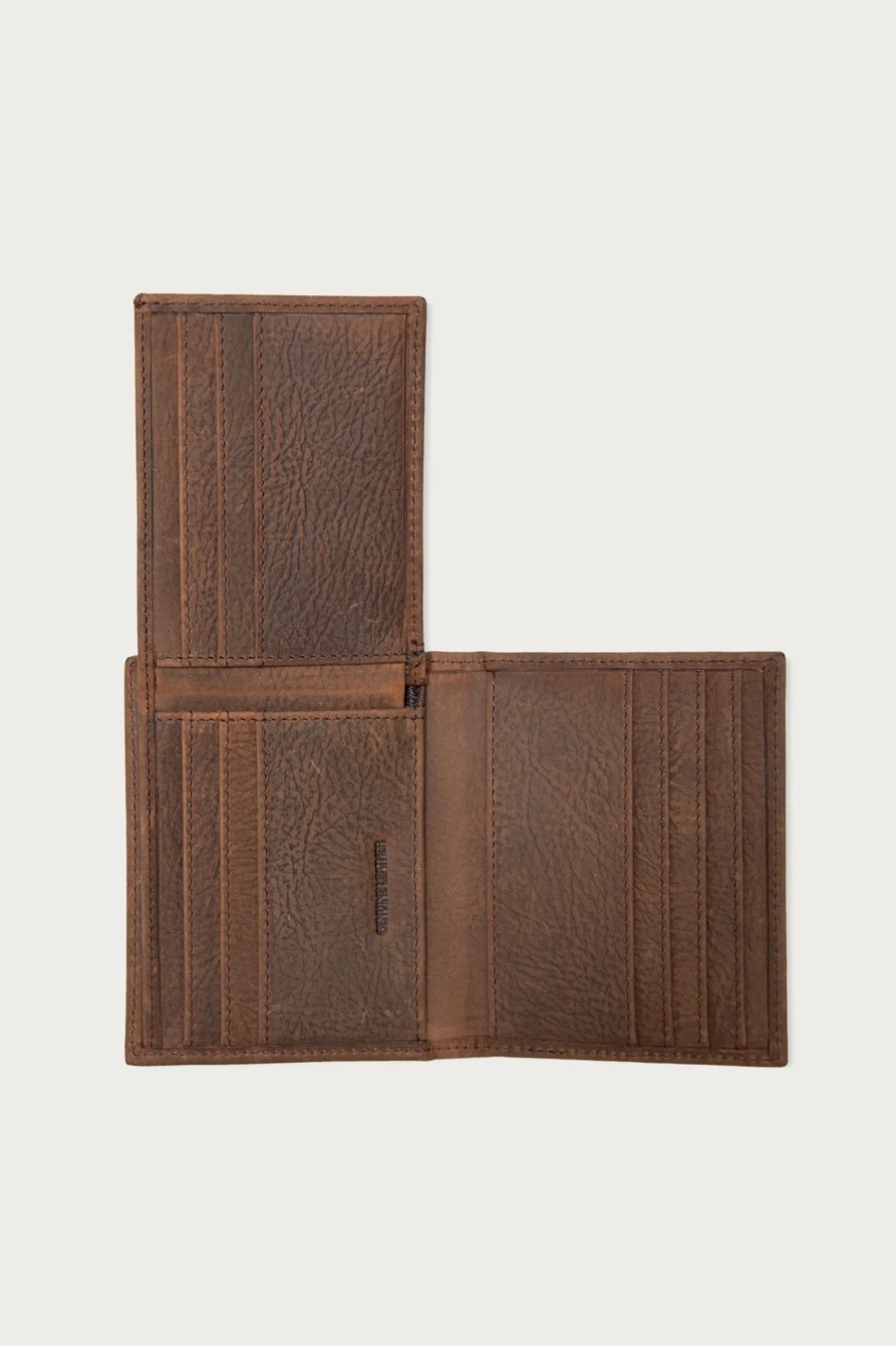 Double Stitched Leather L-Fold Wallet — DARK BROWN — image 4