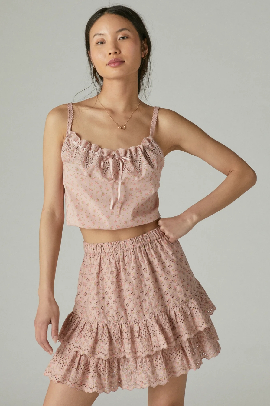 PRINTED TIE FRONT CAMI MATCHBACK — PINK MULTI — image 2
