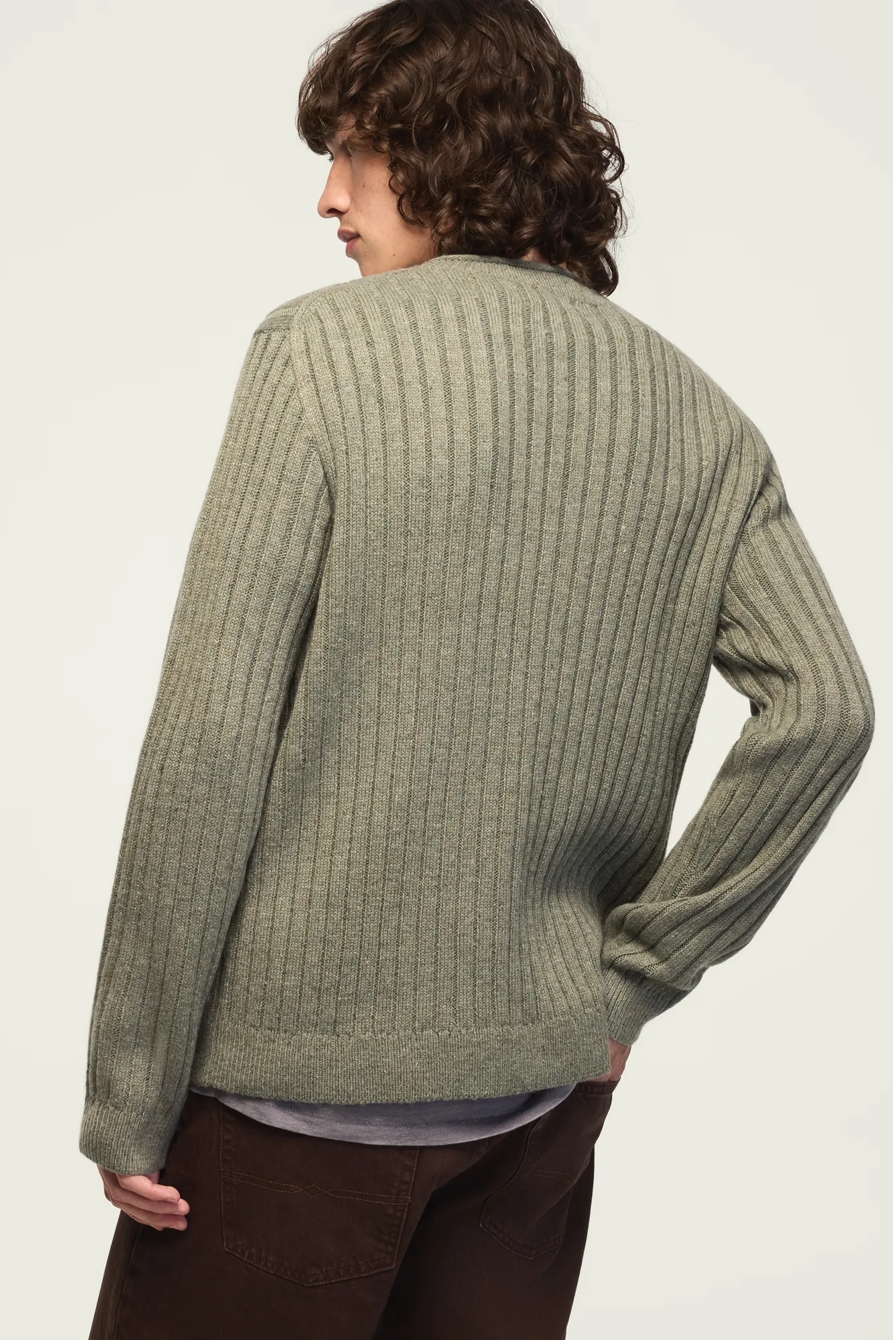 DONEGAL CREW NECK SWEATER — DUSTY OLIVE HTR* — image 3