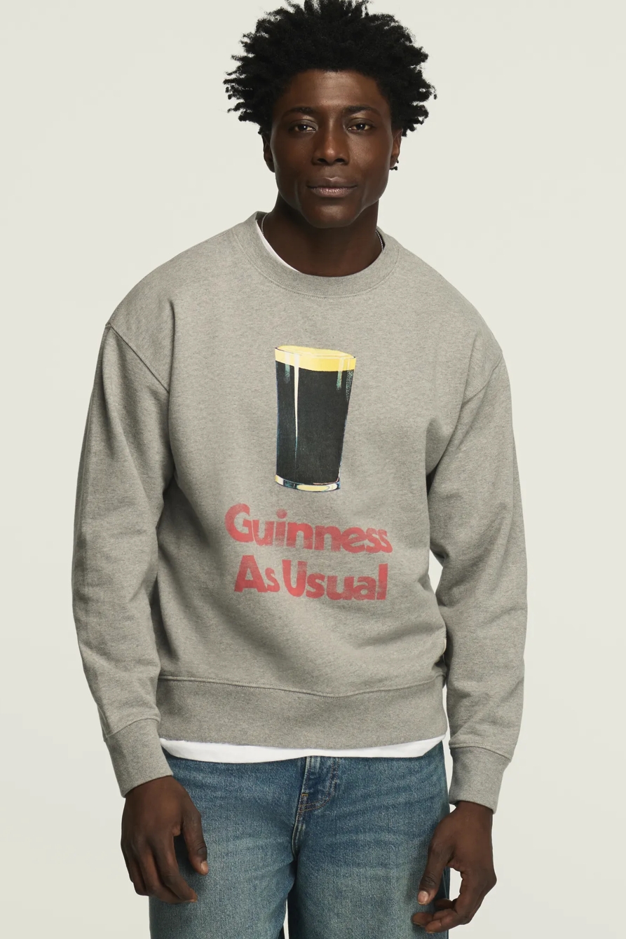 GUINNESS AS USUAL CREWNECK — LIGHT HEATHER GREY — image 1