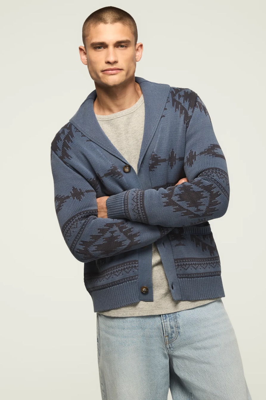 SOUTHWESTERN SHAWL CARDIGAN — Vintage Indigo — image 1
