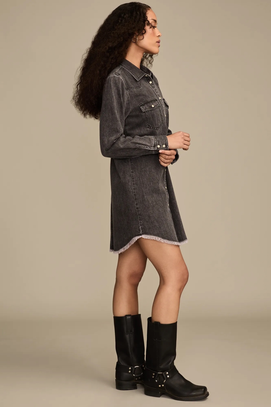 DENIM SHIRT DRESS — GRAY DAYS WASH — image 4