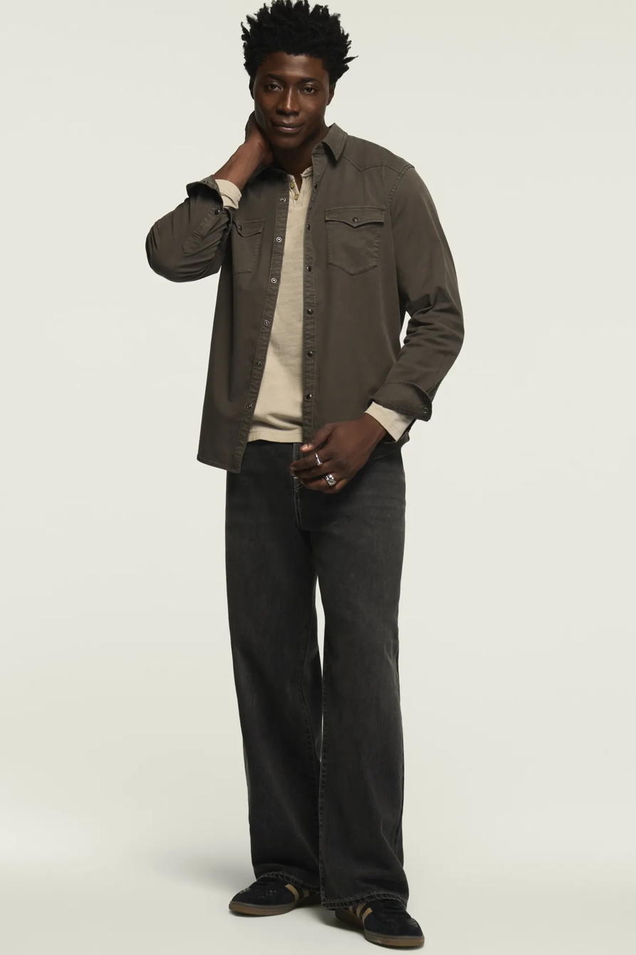 LONG SLEEVE TWILL MASA WESTERN SHIRT — RAVEN — image 2