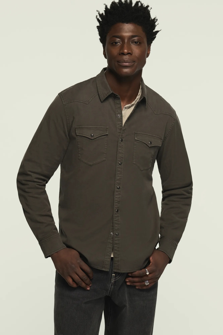 LONG SLEEVE TWILL MASA WESTERN SHIRT — RAVEN — image 1