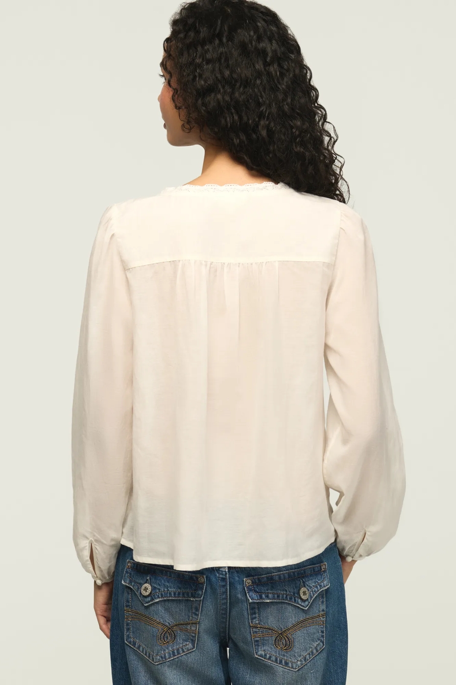 LONG SLEEVE LACE BUTTON UP — WHISPER WHITE — image 3