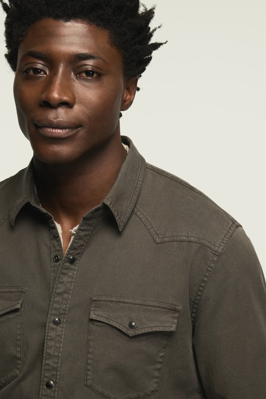 LONG SLEEVE TWILL MASA WESTERN SHIRT — RAVEN — image 5