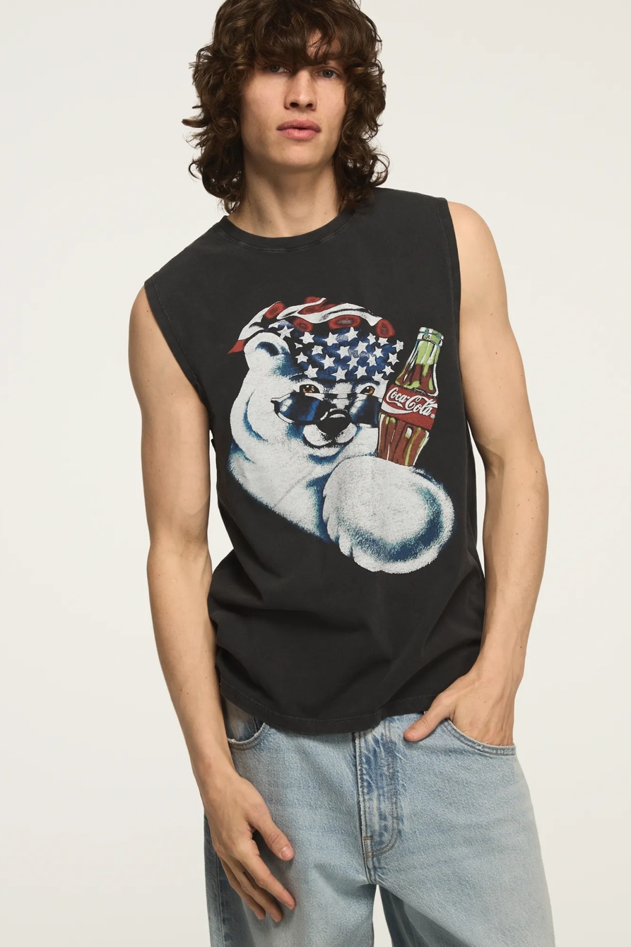 COCA-COLA POLAR BEAR SLEEVELESS TEE — JET BLACK — image 1