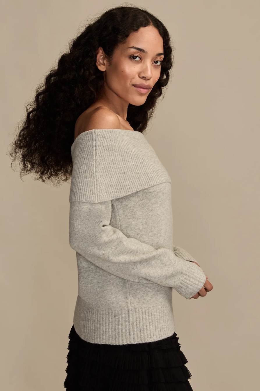 CLOUD SOFT OFF THE SHOULDER SWEATER — LIGHT HEATHER GREY — image 4