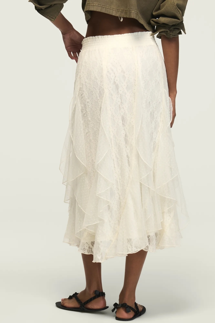FESTIVAL LACE MIDI SKIRT — CREAM — image 3