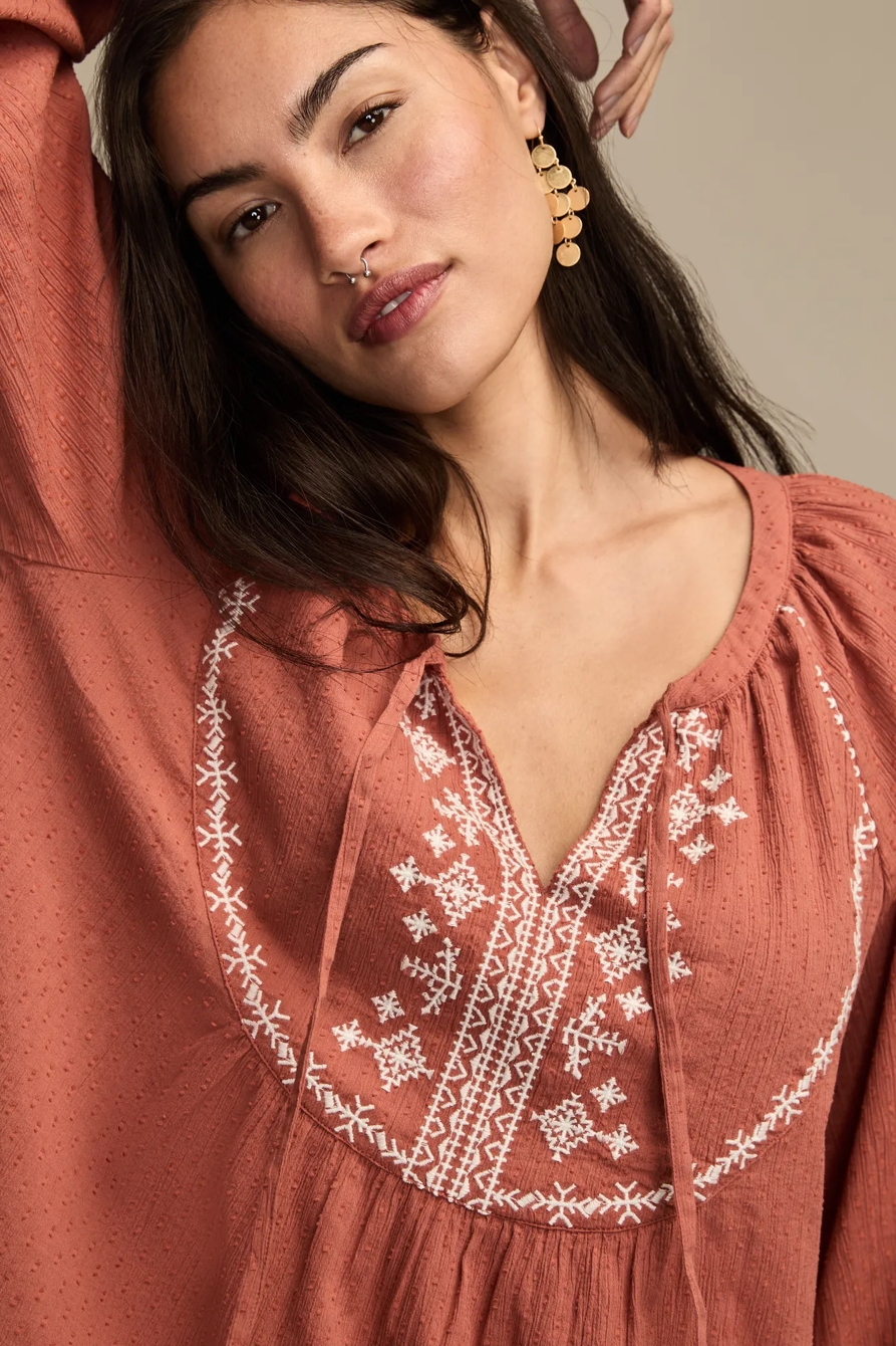 EASY EMBROIDERED PEASANT TOP — REDWOOD BURL — image 2