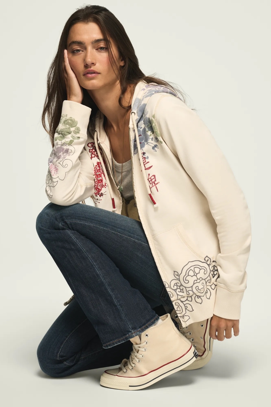 Lucky Brand Vintage Y2K Full Zip Hoodie — CREAM MULTI — image 10