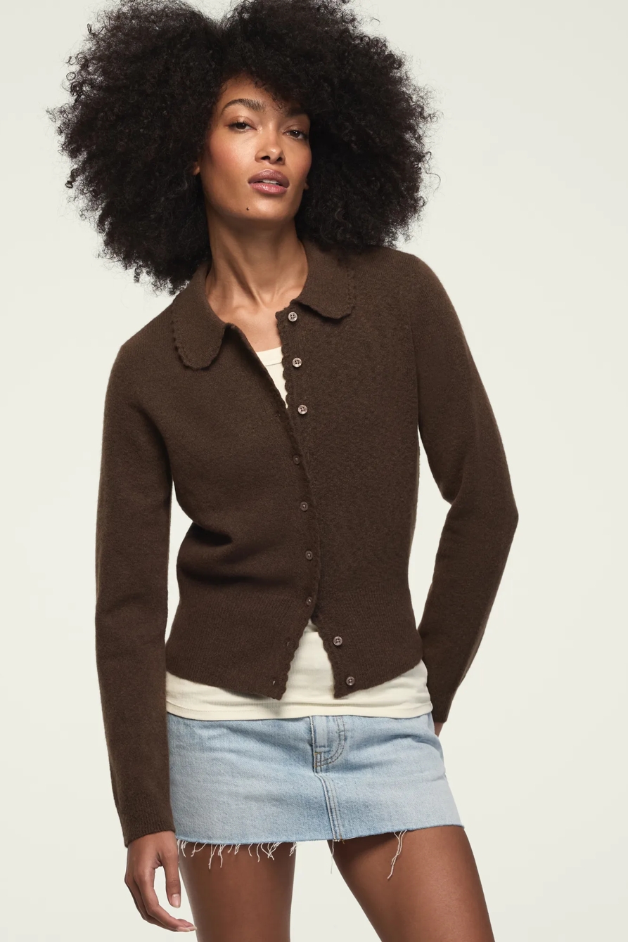 PETERPAN COLLAR CARDIGAN — HOT FUDGE — image 1