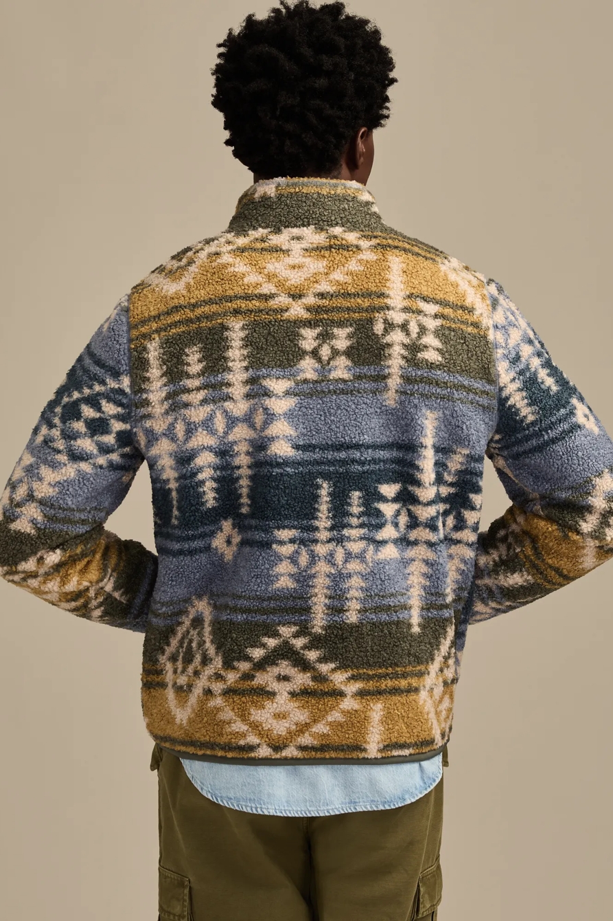 FAUX SHEARLING 1/4 ZIP — BLUE MULTI — image 3