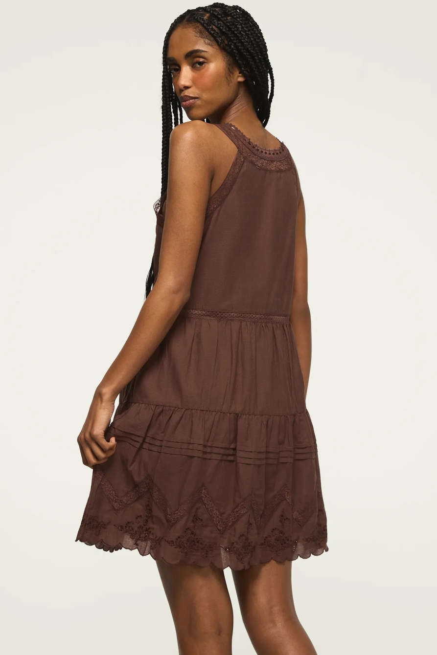 EMBROIDERED DROP WAIST MINI — FRENCH ROAST — image 3