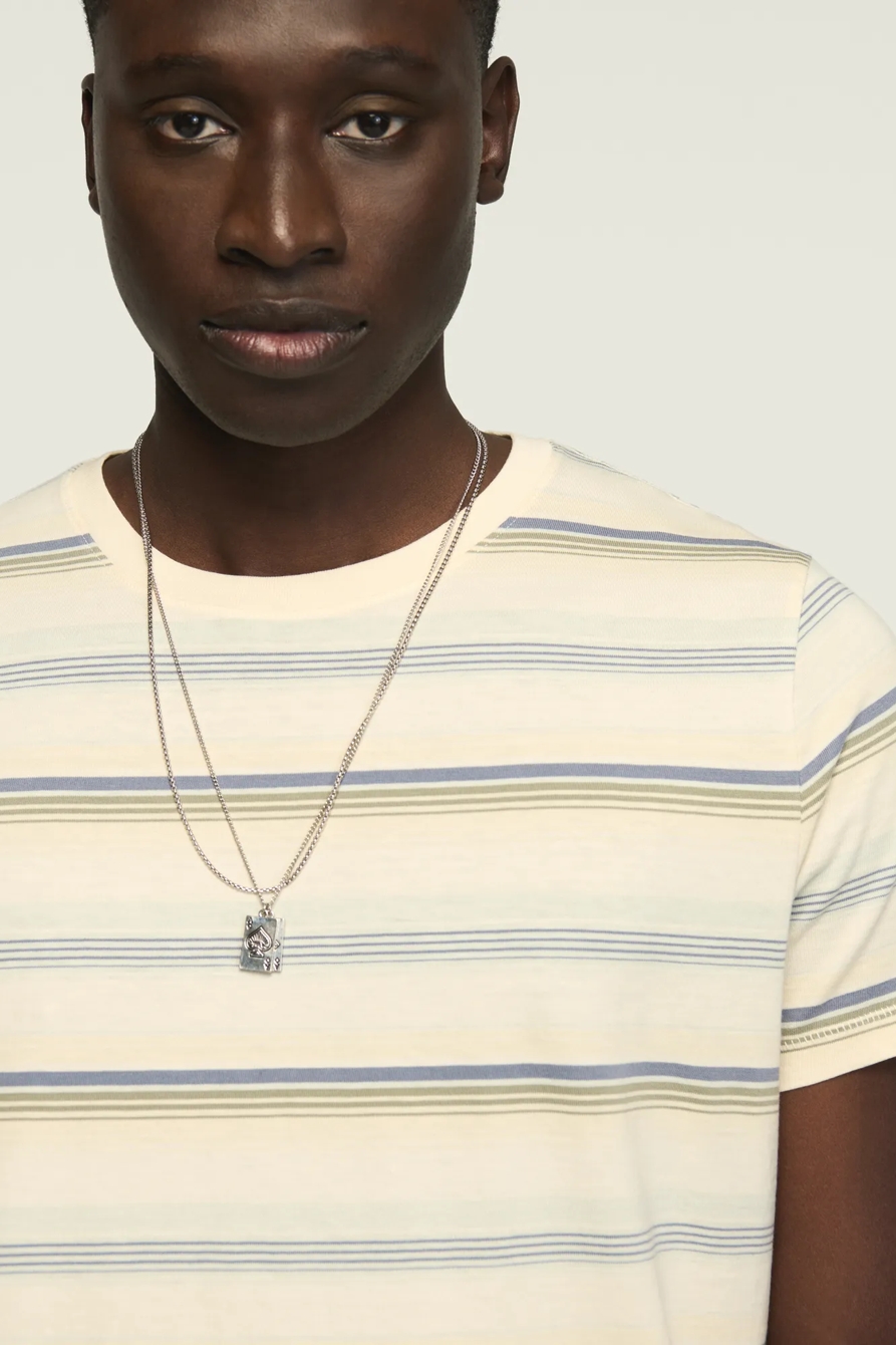 STRIPED SHORT SLEEVE SUPIMA CREW NECK TEE — GARDENIA MULTI — image 2