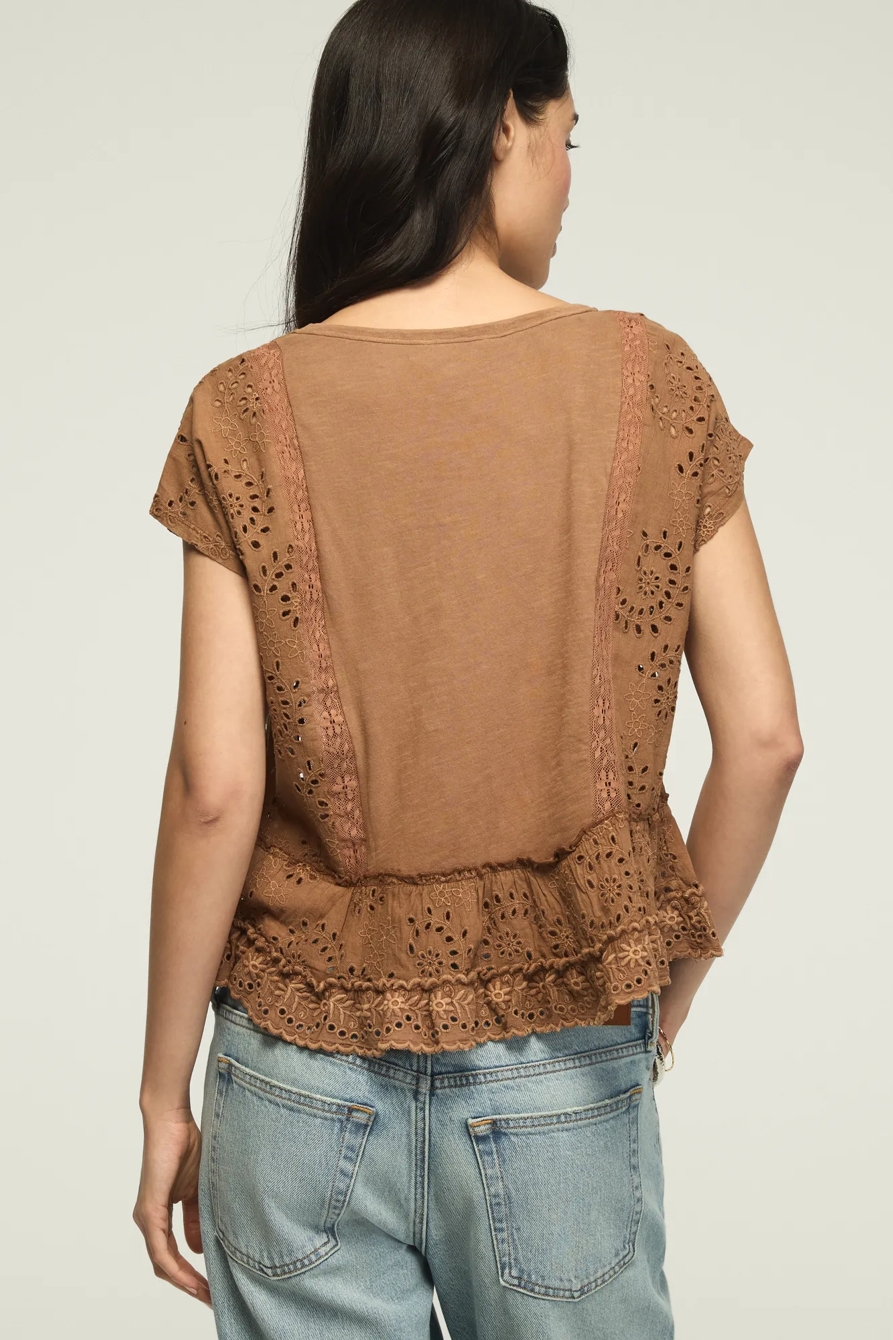 EYELET FASHION SWING TEE — CAFE CREME — image 3