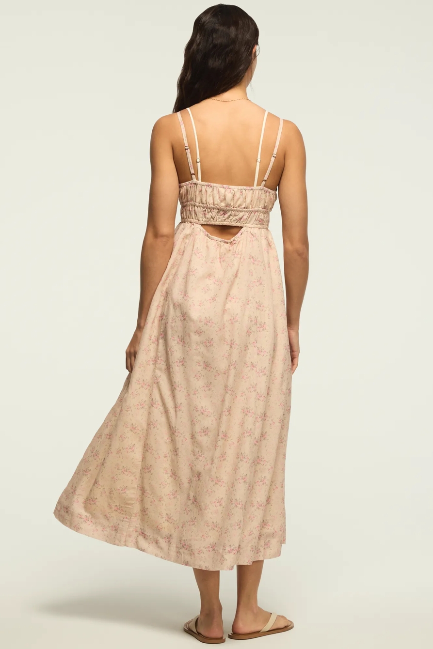 TIERED MIDI DRESS — CREAM MULTI — image 3