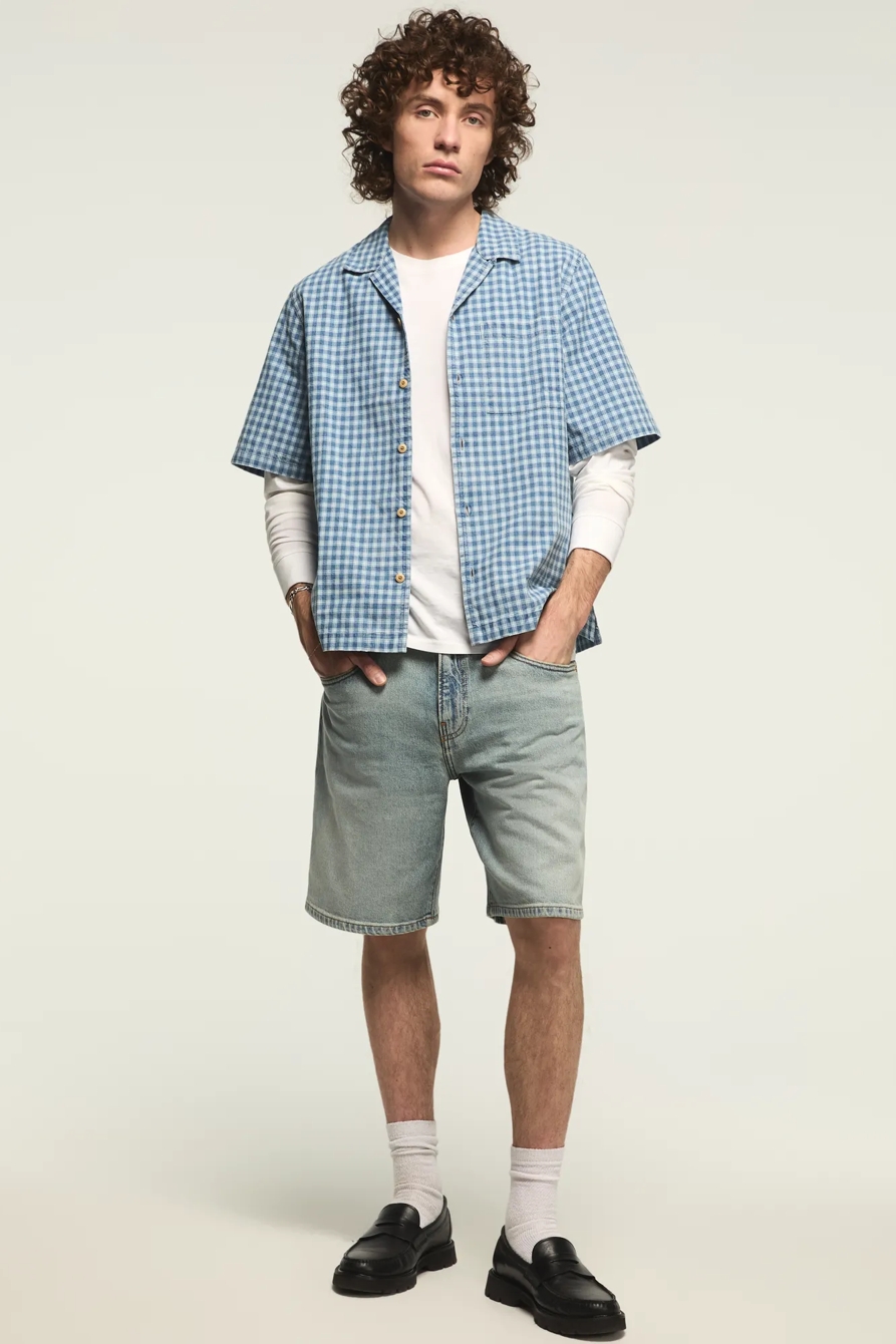 KINDA CROPPED CAMP COLLAR SHIRT — INDIGO — image 6