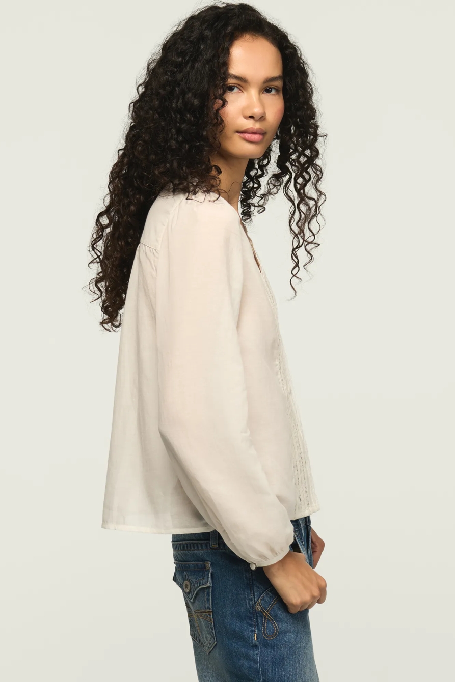 LONG SLEEVE LACE BUTTON UP — WHISPER WHITE — image 4