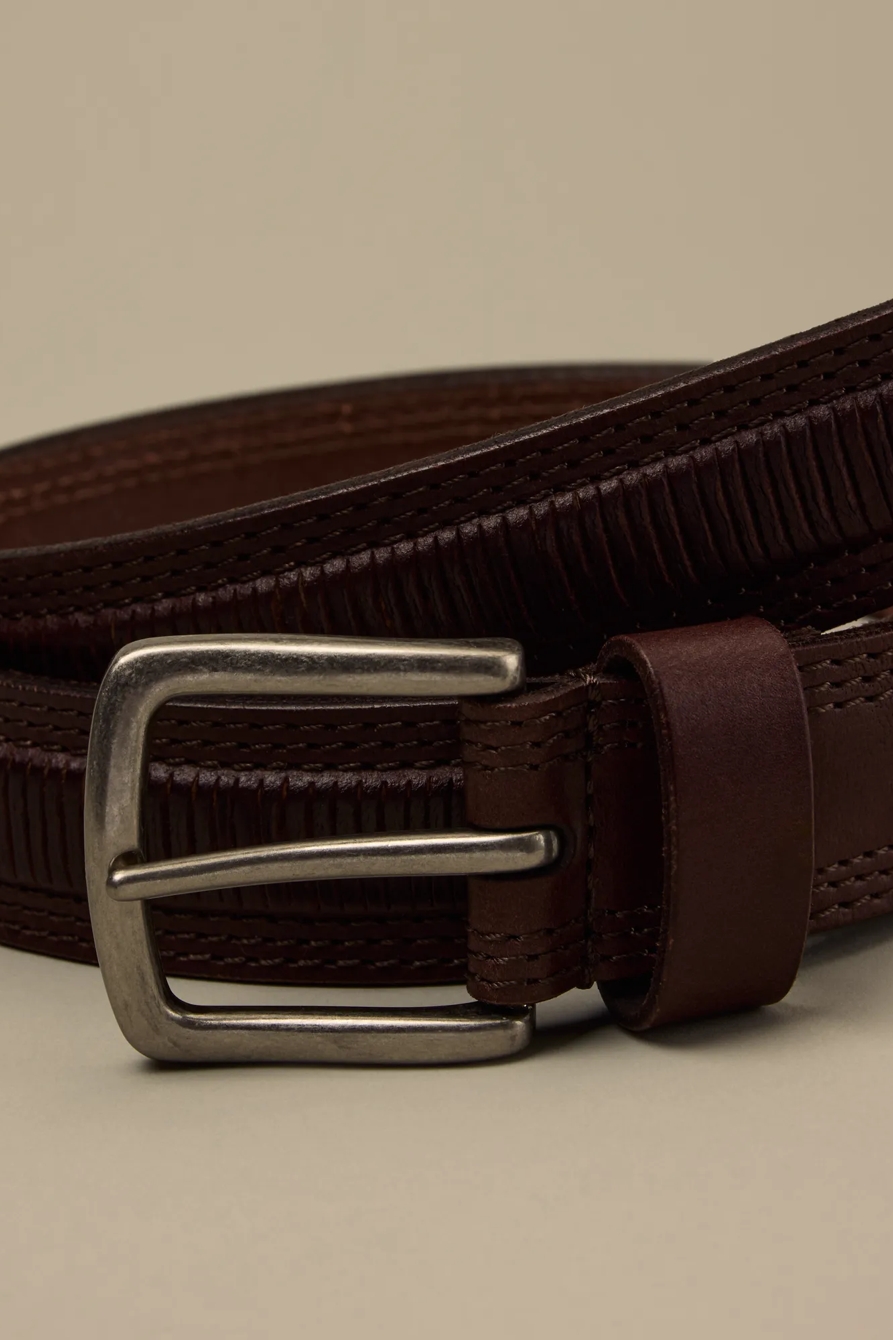 LEATHER STITCHED BELT — BROWN — image 3