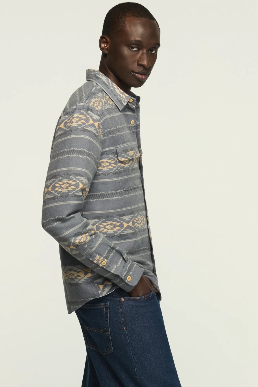 JACQUARD HUMBOLDT UTILITY SHIRT — BLUE MULTI — image 4