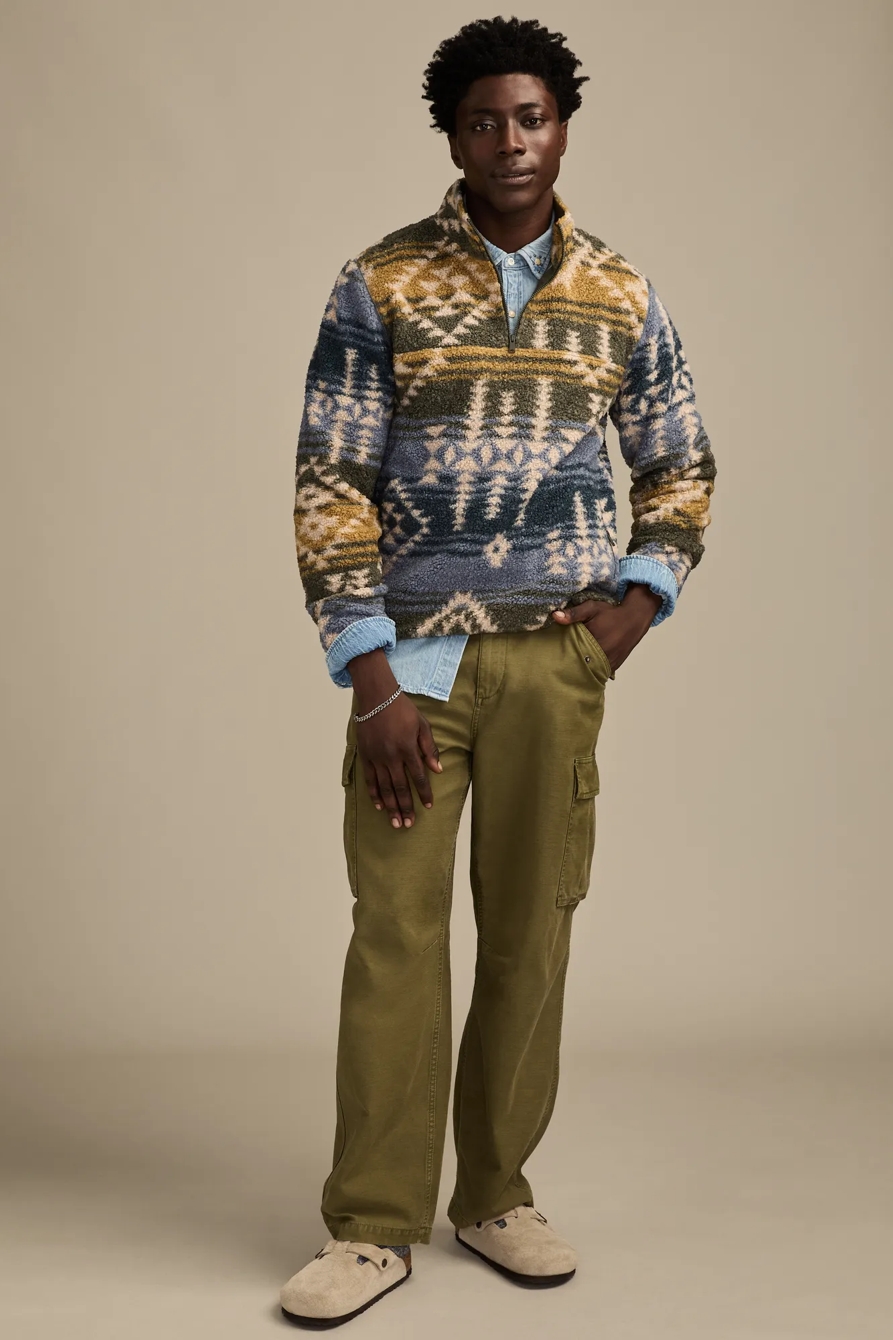 FAUX SHEARLING 1/4 ZIP — BLUE MULTI — image 5