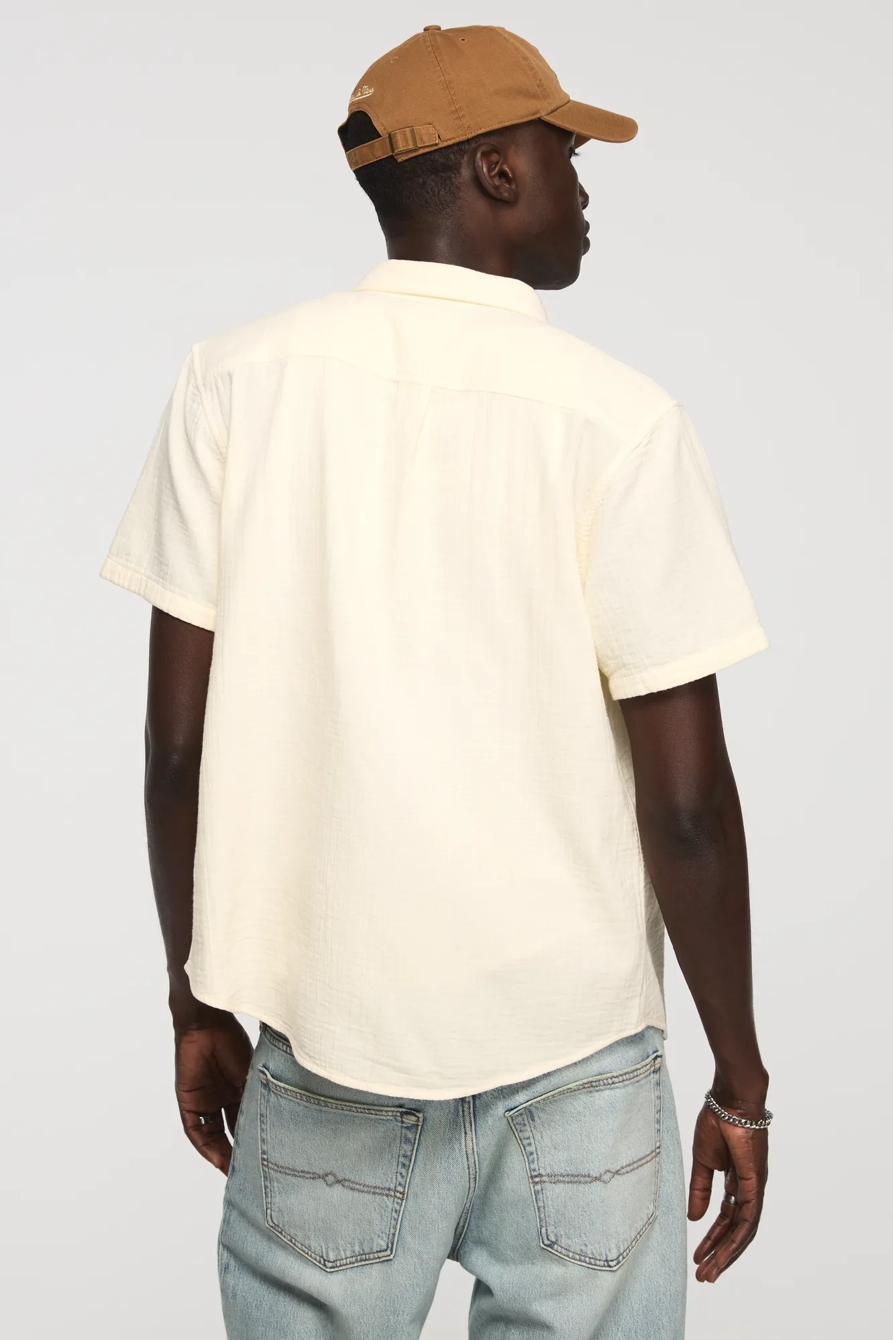 SHORT SLEEVE DOUBLE GAUZE SHIRT — TOFU — image 3