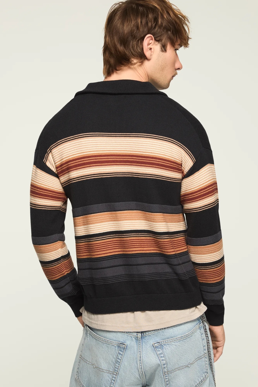 1/4 ZIP OMBRE STRIPE MOCK NECK SWEATER — JET BLACK — image 3