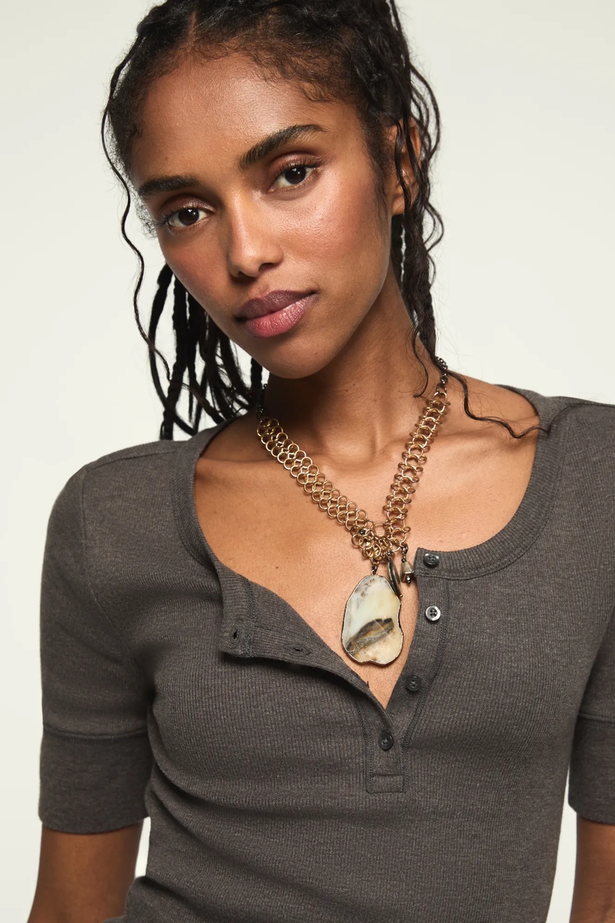 SHORT SLEEVE HENLEY TEE — JET BLACK — image 2