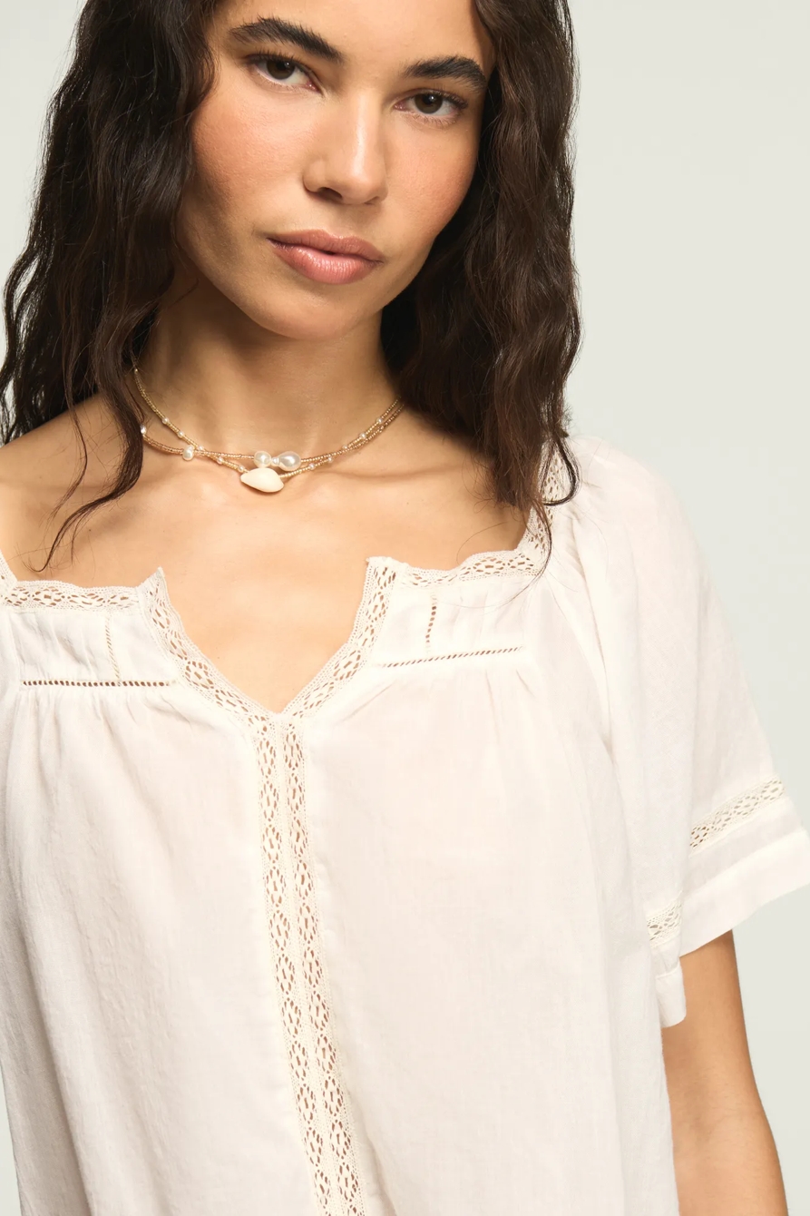 LACE TIE BACK TOP — BRIGHT WHITE — image 5