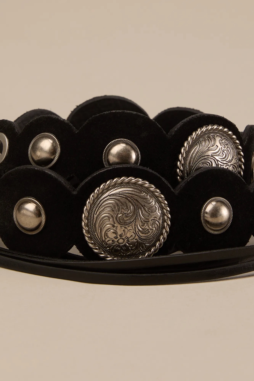 SUEDE WESTERN DISC BELT — BLACK — image 3