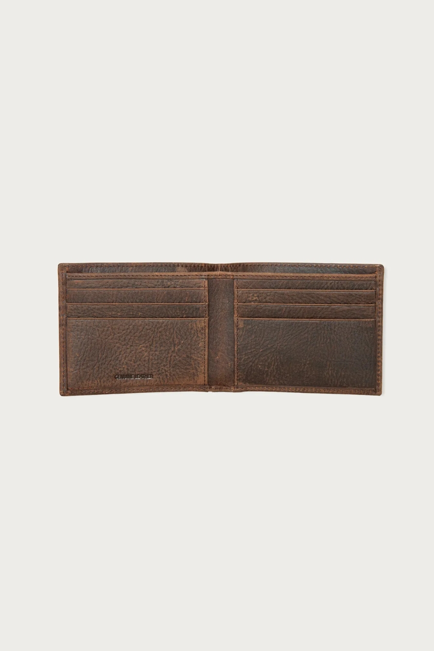 Double Stitched Leather Bifold Wallet — DARK BROWN — image 3